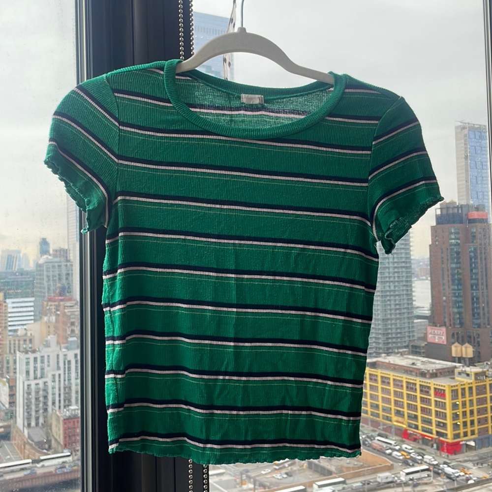 Striped green Garage tee